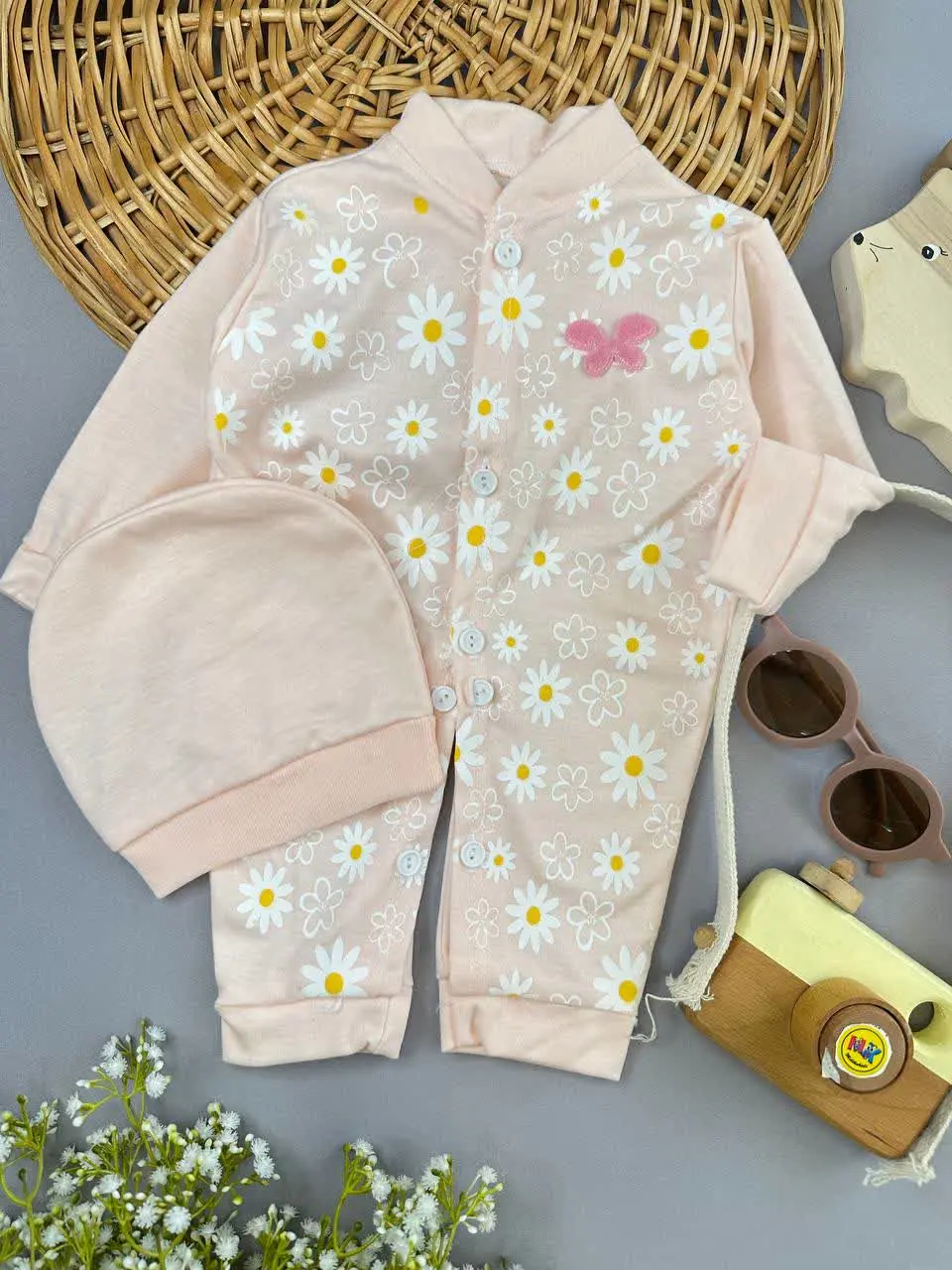 سرهمی طرح بابونه تمام چاپ نوزادی و کودک کد ۱۱۲۱۲۱ 
