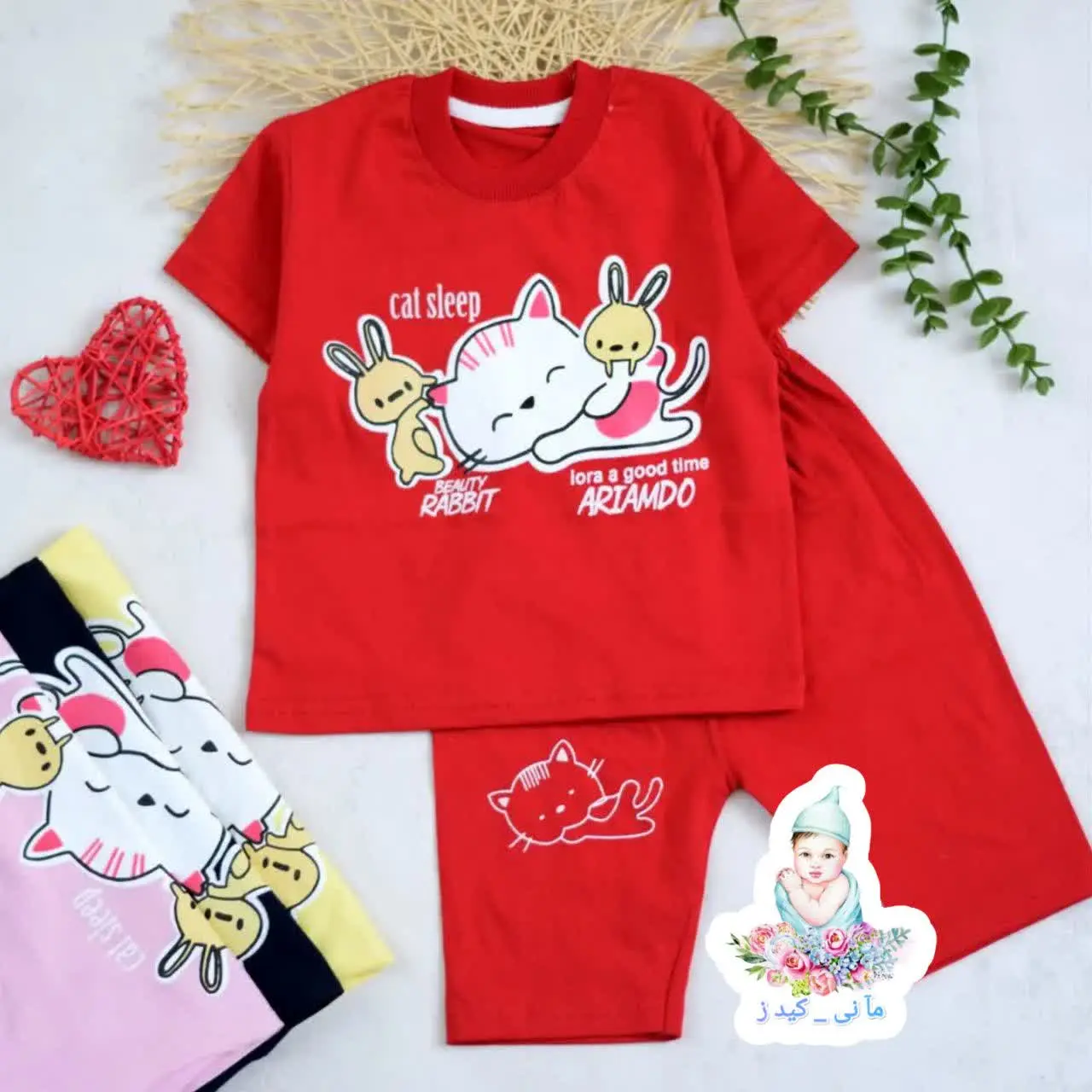 تیشرت شلوارک گربه و خرگوش
