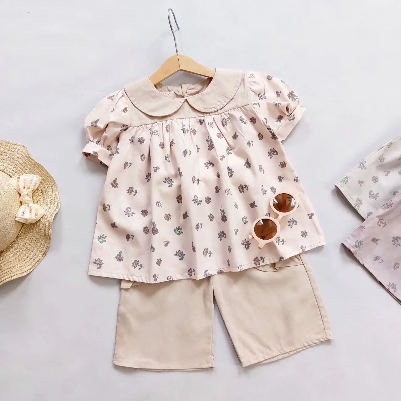 شومیز شلوارک لینن گل ریز 😍