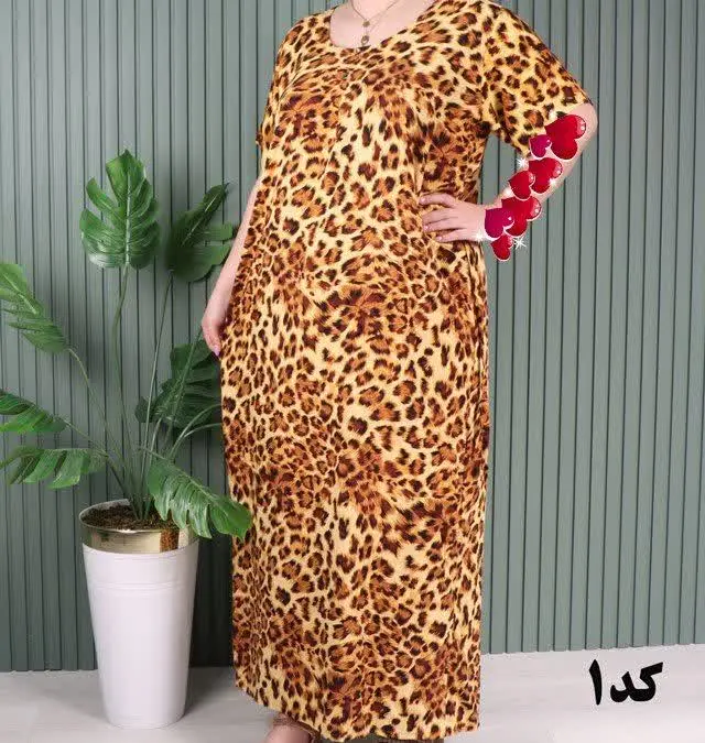 پیراهن آستین کوتاه طرح پلنگی