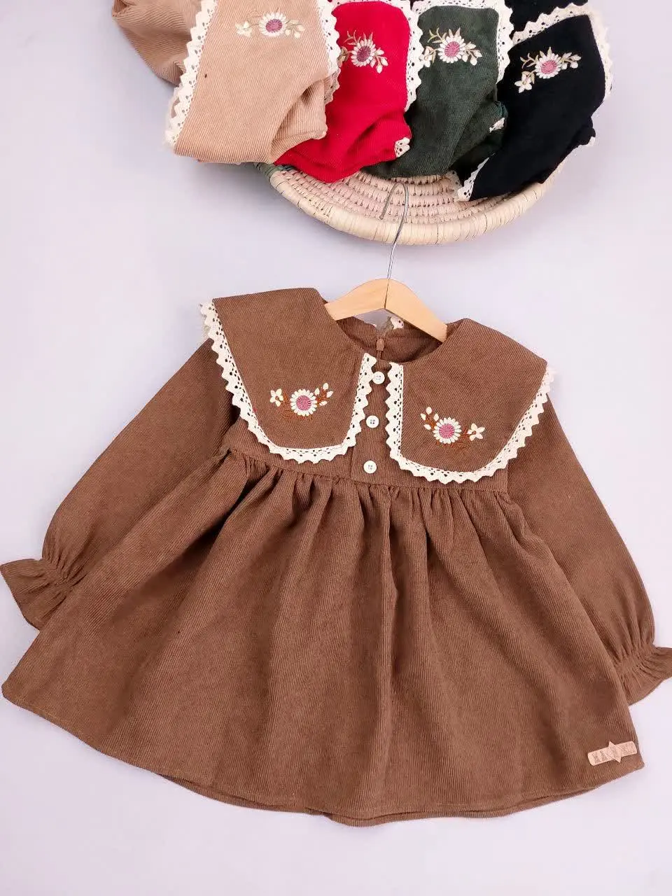 پیراهن مخمل یقه گلدوزی 😍