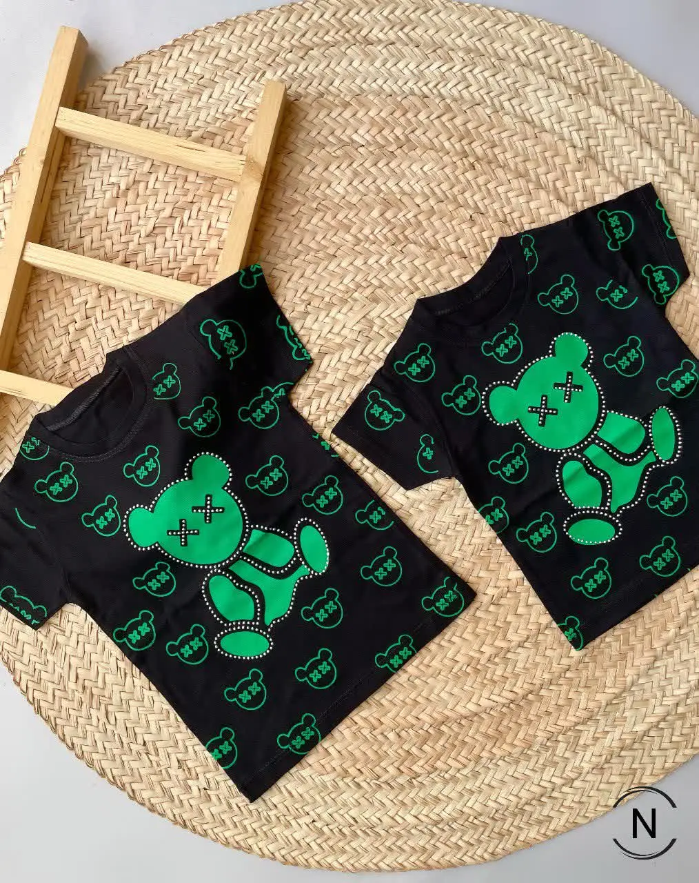 #تیشرت تک دخترانه پنبه تدی چاپ سبز
