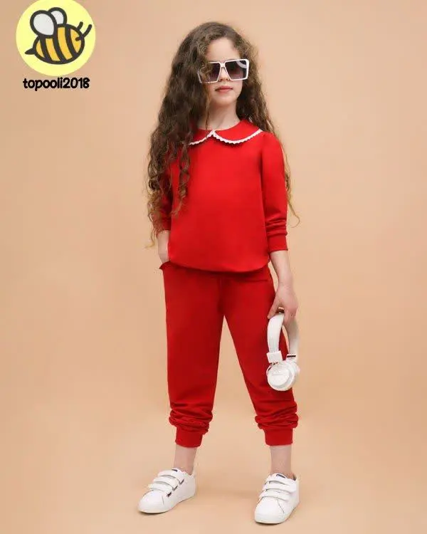 بلوز شلوار دخترانه یقه ب ب 
