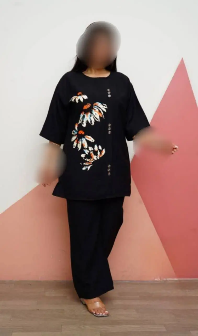 🖋نام: مانتو شلوار دکمه نما چاپی
