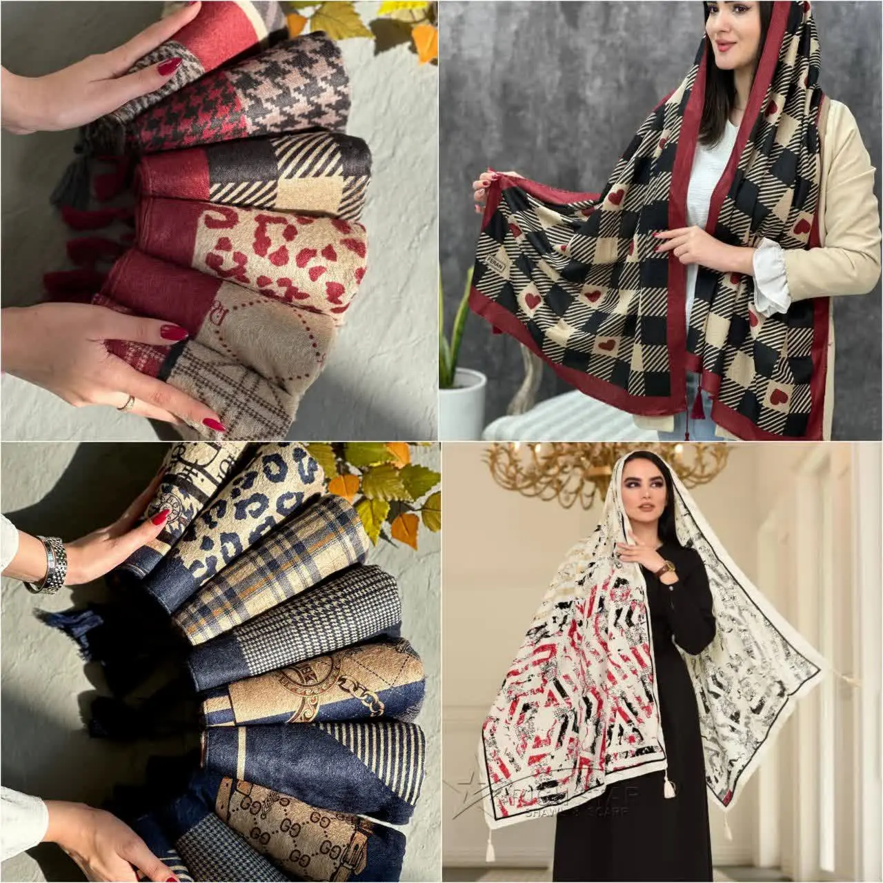 🔴انواع شال و روسری‌های طرح مخمل و چری
