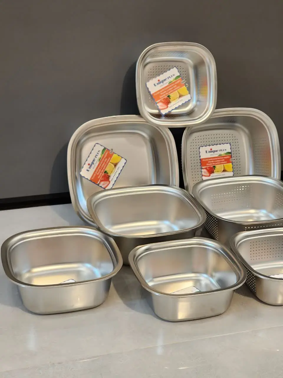 💥لگن و آبکش استیل ۱۰ پارچه