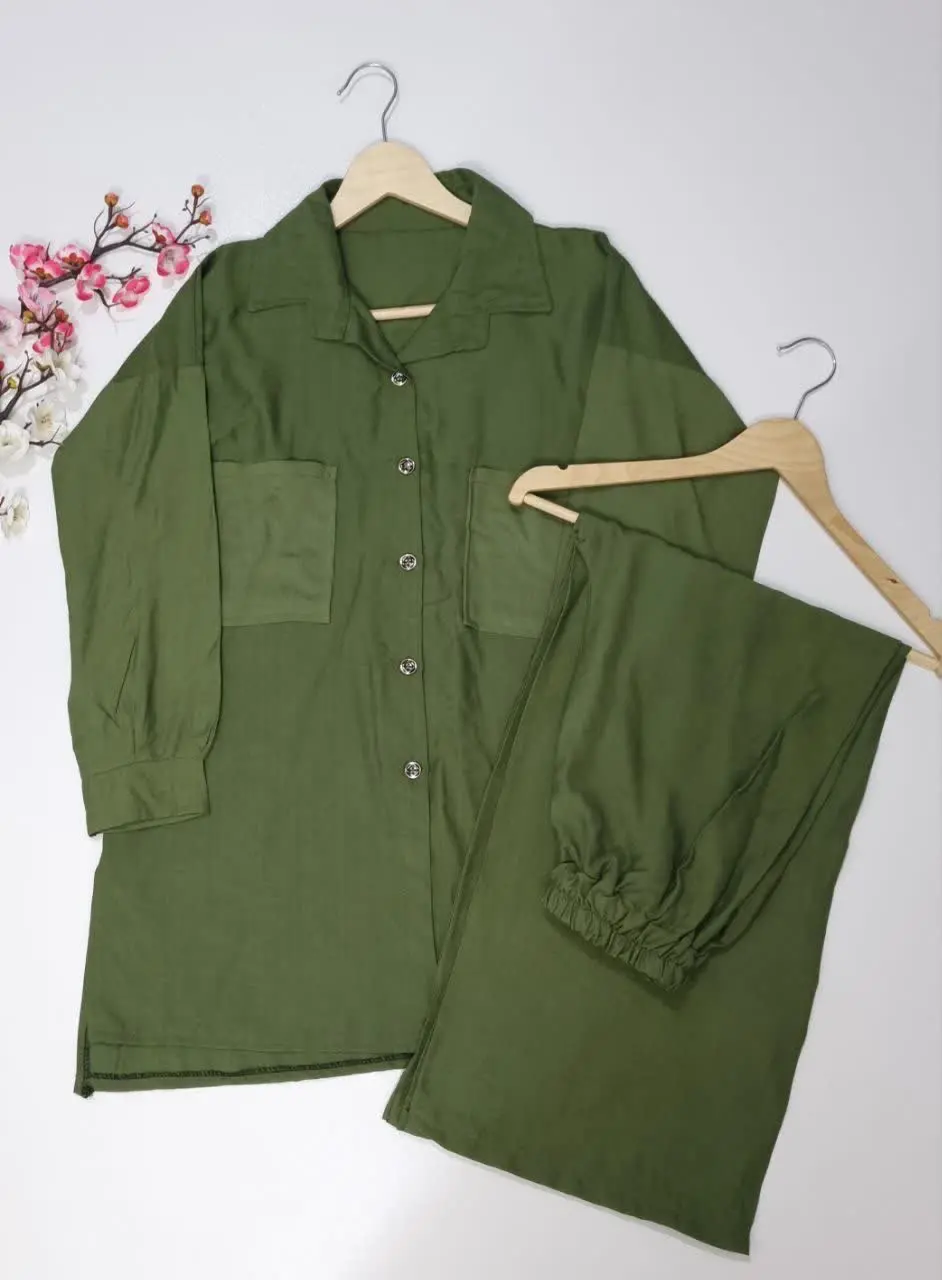 مدل: ست شومیز شلوار جلو باز دوجیب 
