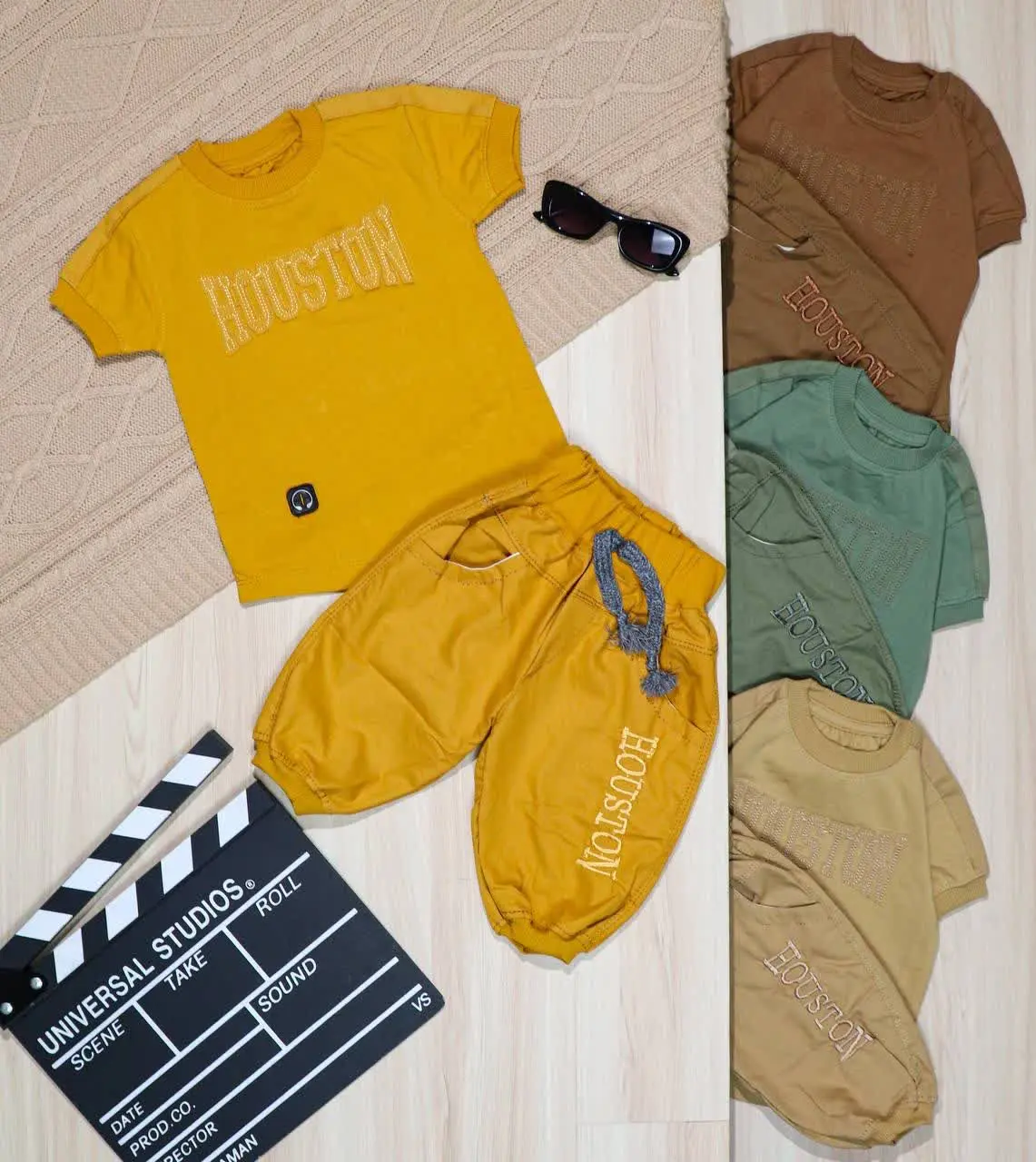 👫تیشرت و شلوارک کتان گلدوزی HOUSTON 👫
