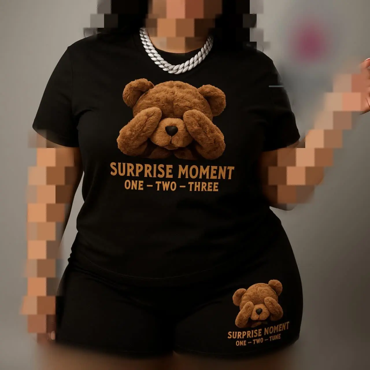 🎀ست تاپ شورتک خرسی 
