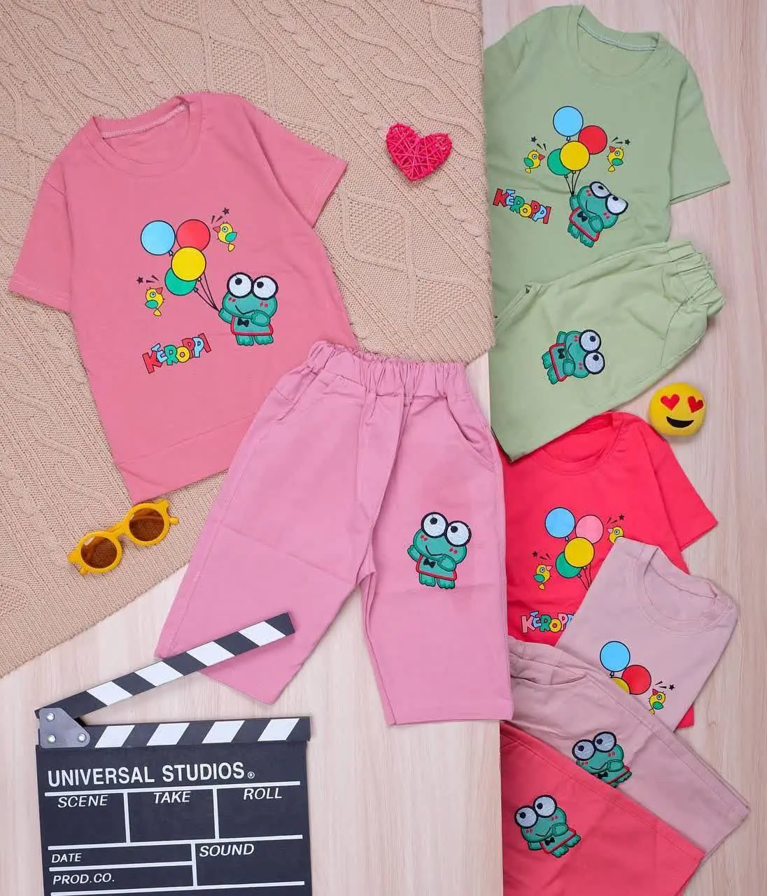 👫تیشرت و شلوارک کتان قورباغه 👫
