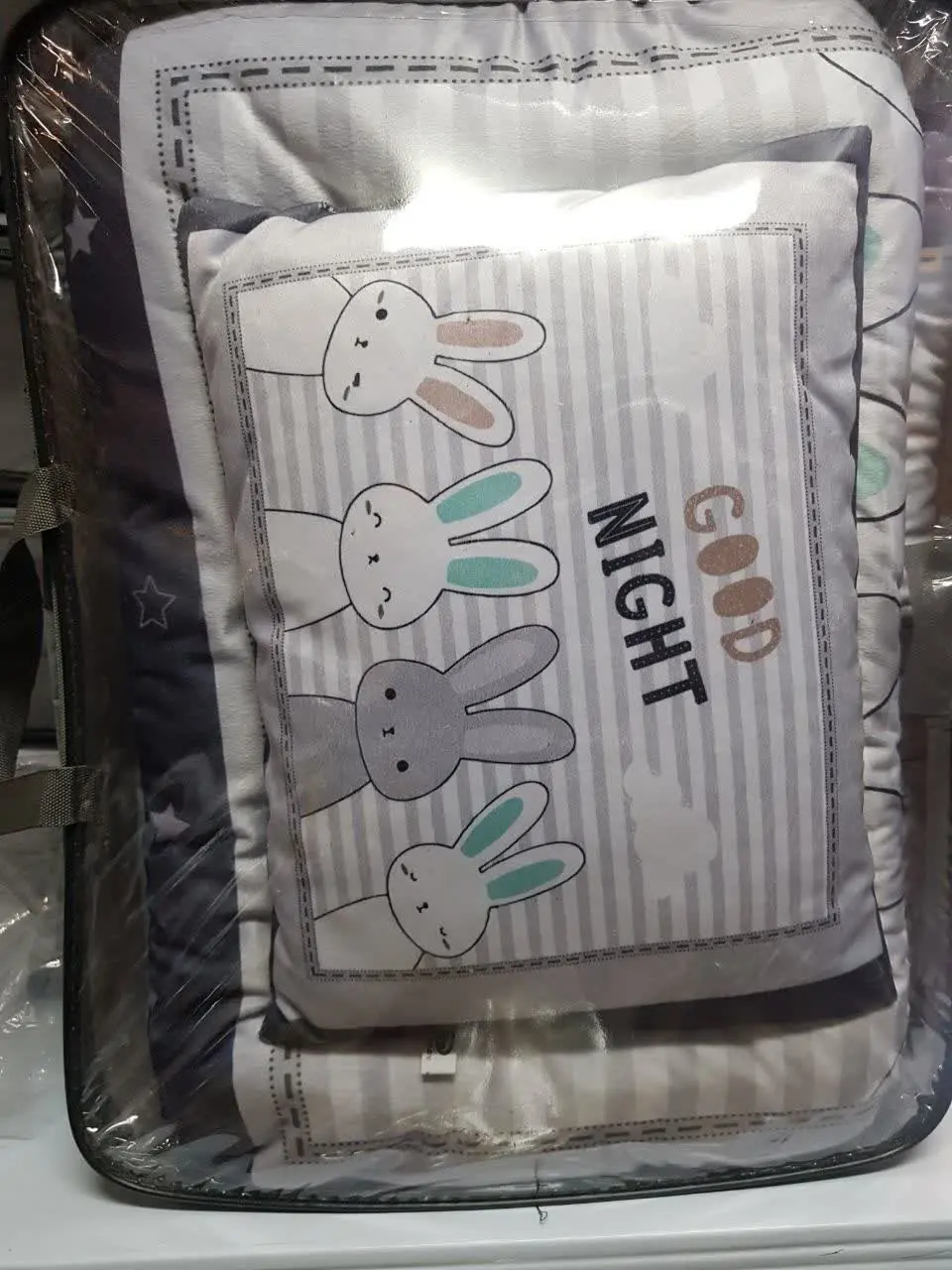 سرویس خواب چهار تکه طرح خرگوش‌ها طوسی نوزادی و کودک کد ۲۱۰۳۶ 
