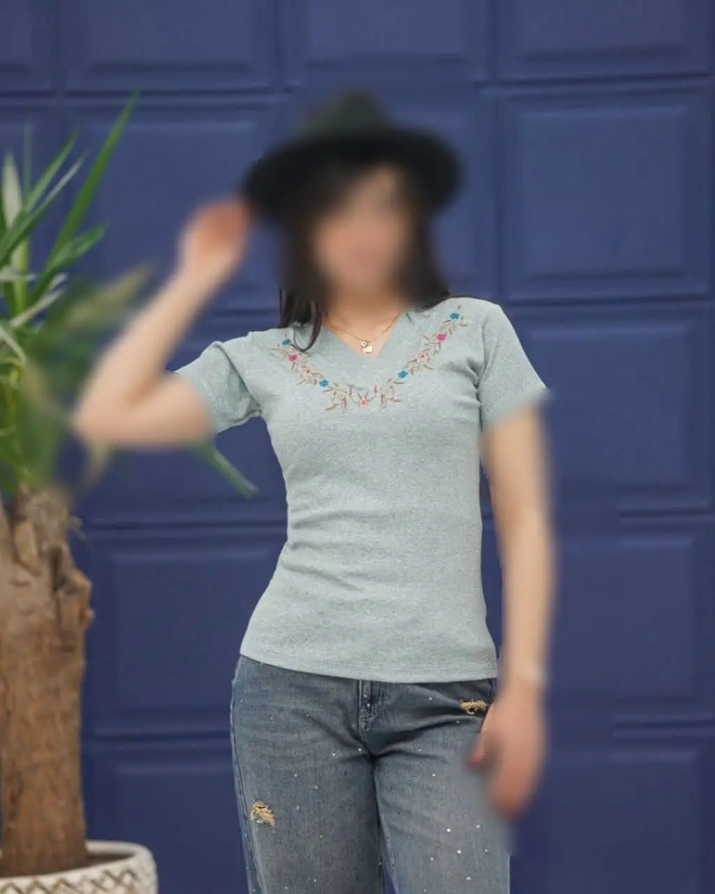 💥 #تیشرت یقه هفت #گلدوزی
