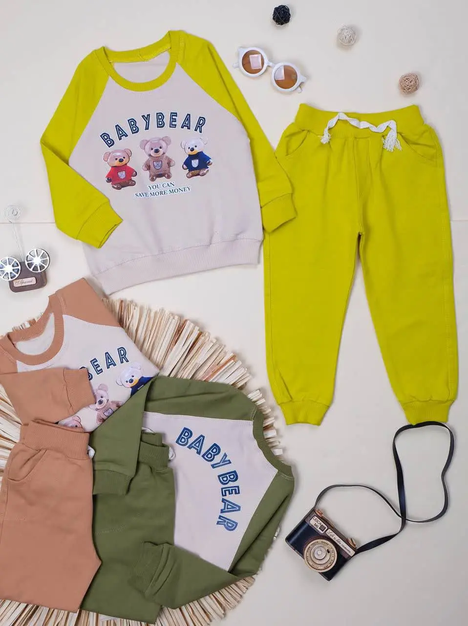 👕نام#بلوز شلوار پنبه خرس پسرانه 
