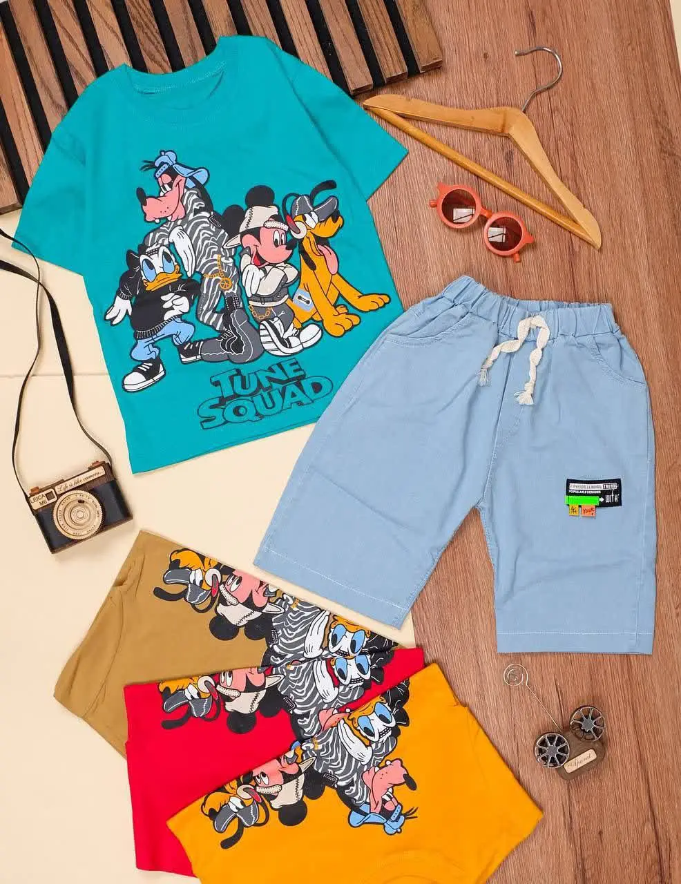 👕نام کالا: #تیشرت شلوارک پنبه استیکر پسرانه 
