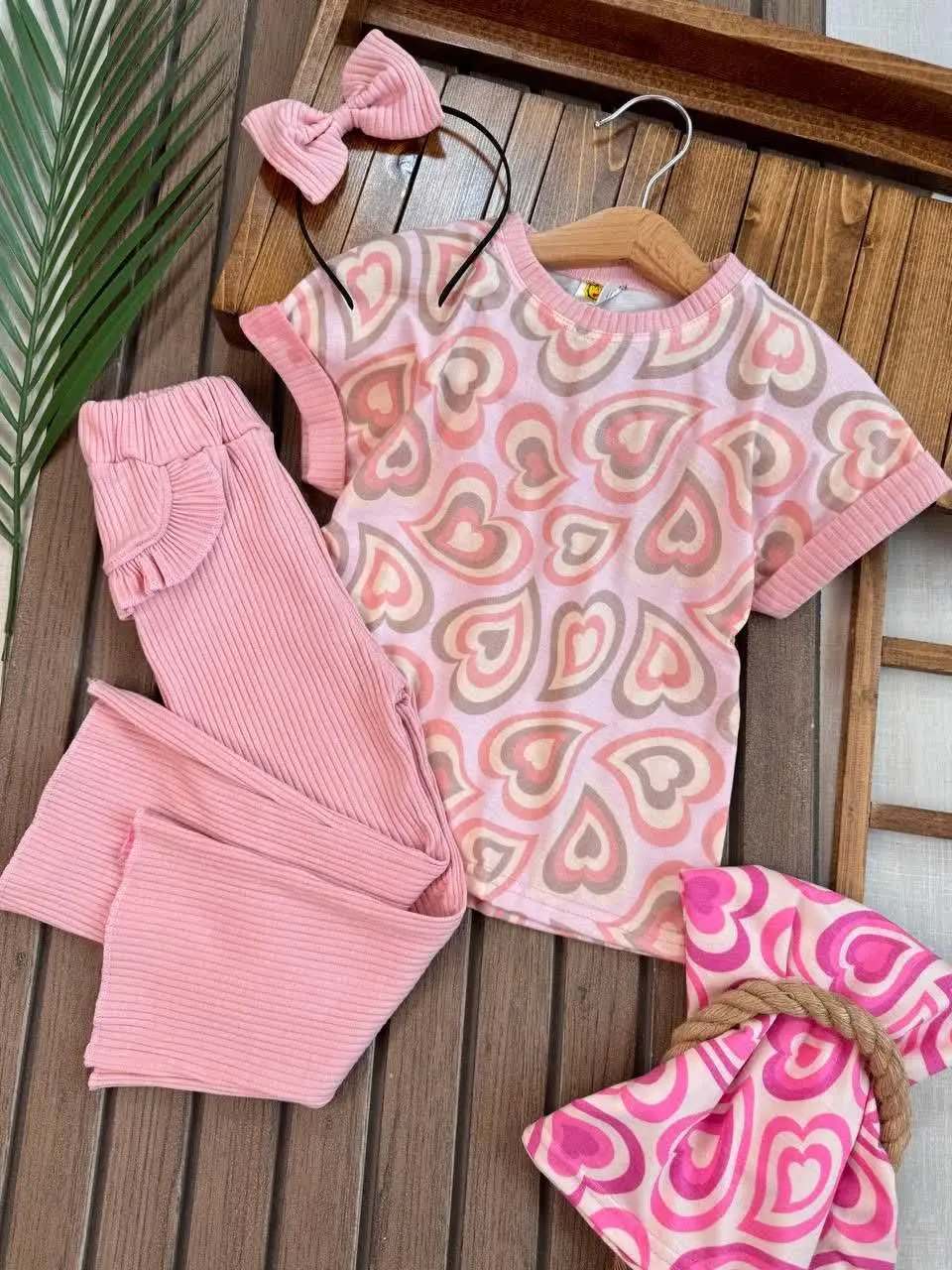 تیشرت شلوار قلب قلبی تل دار 💗💗
