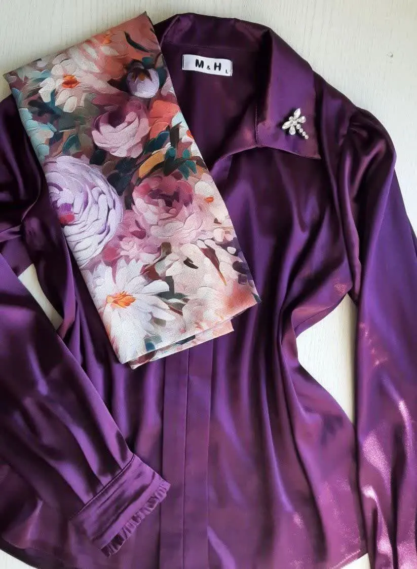 شومیز ساتن ابریشم سلما