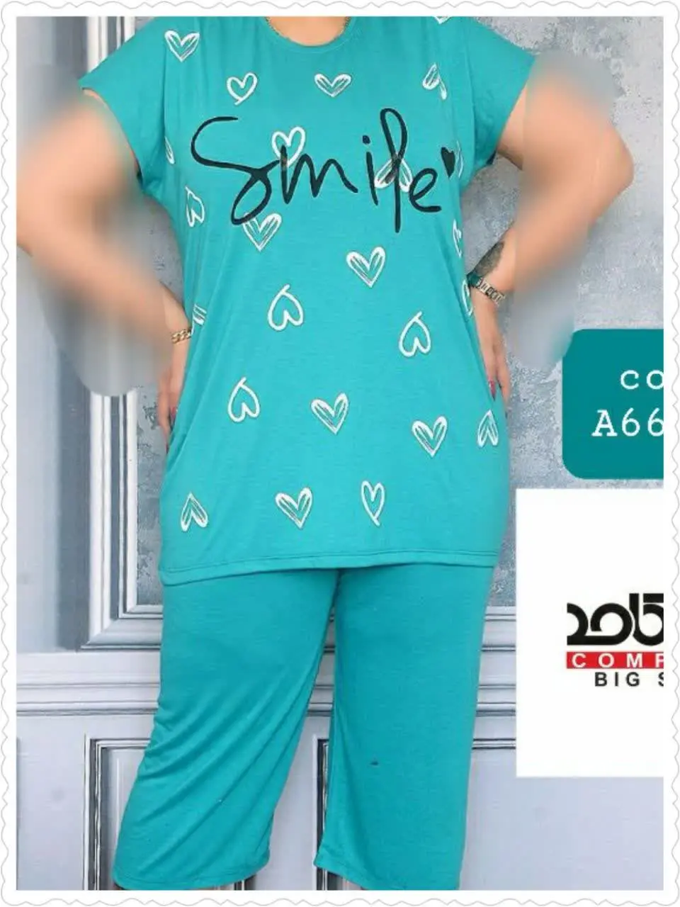 🛍 🌹 🆕️ تاپ شلوارک سوپر سایز طرح قلب
