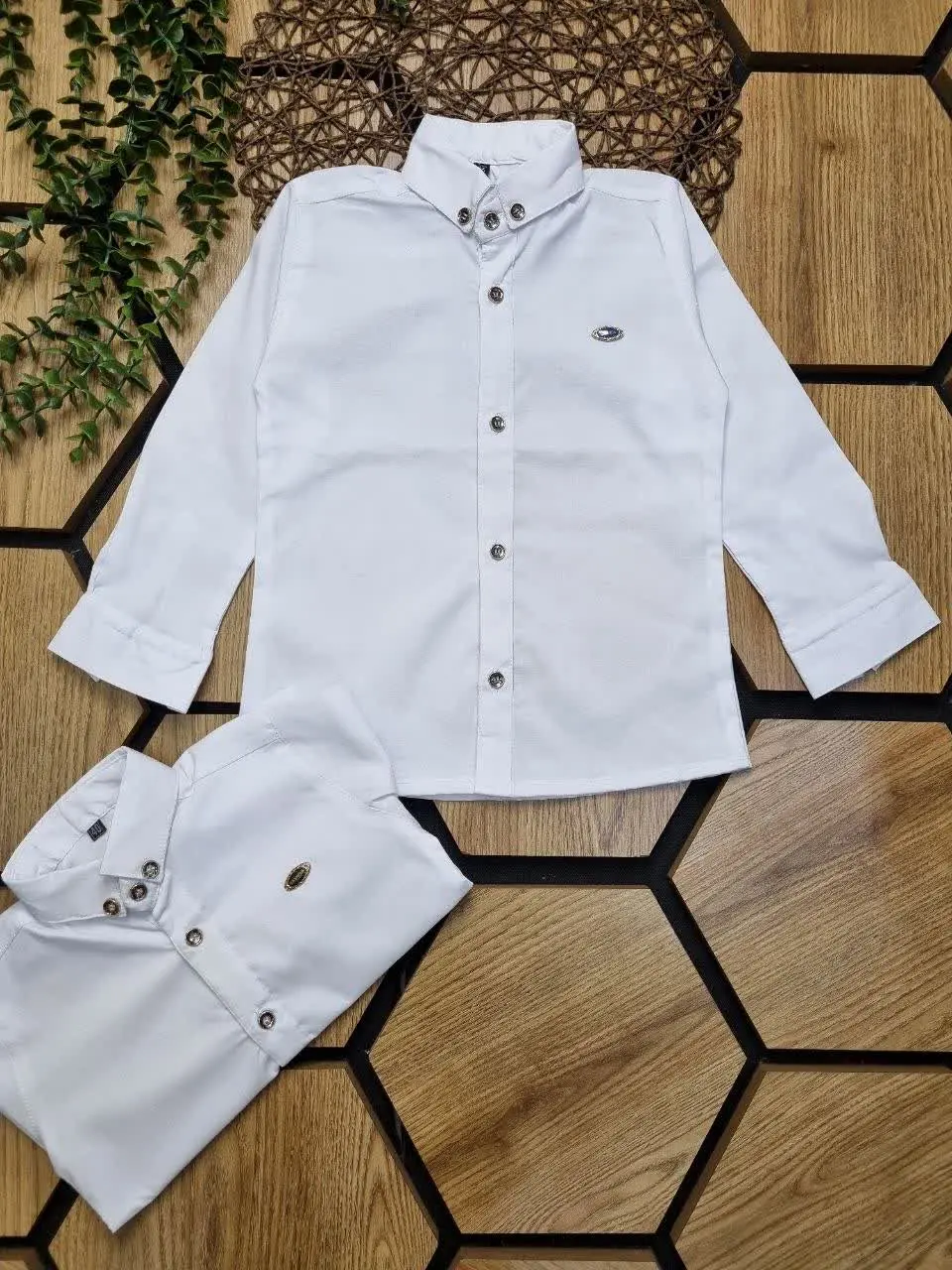 👔پیراهن آستین بلند سفید پسر...