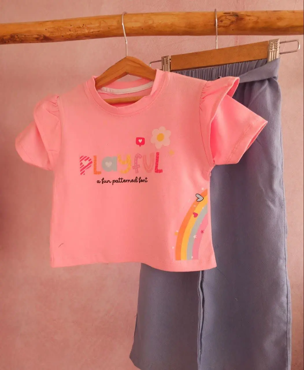 🔮ست کراپ شلوار بگ دخترانه playful🔮
