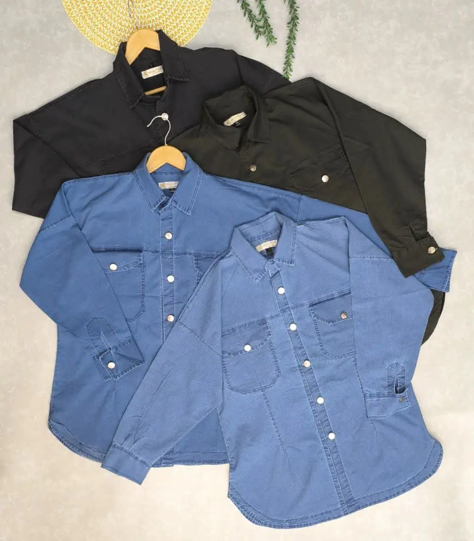 ✅ شومیز اسپرت دکمه فلزی،