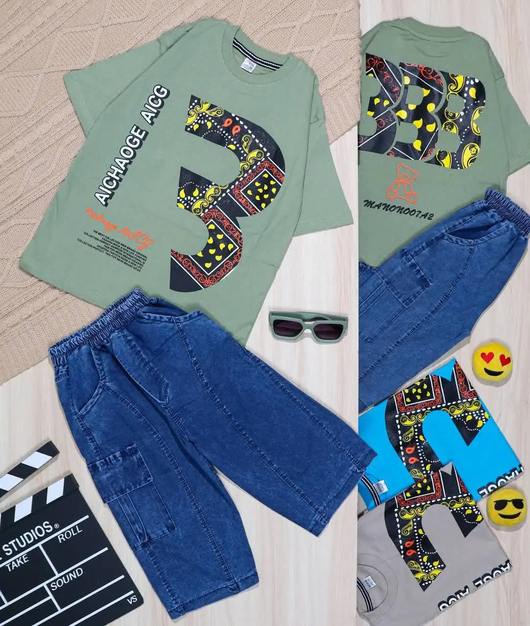 👫تیشرت و شلوارک جین چاپ BBB👫
