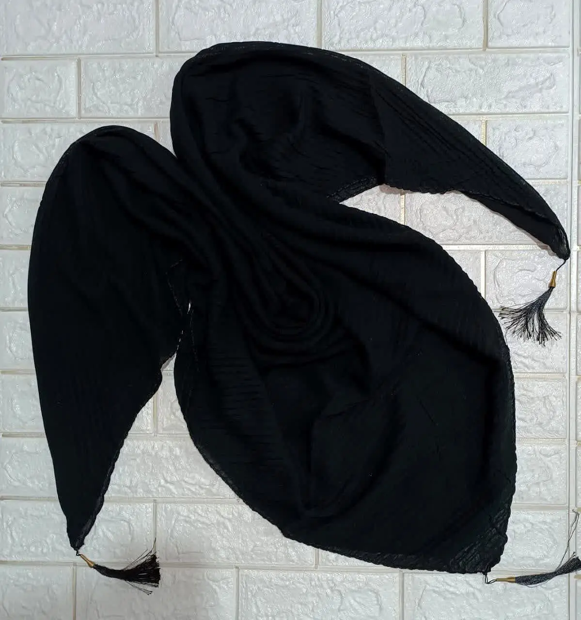 🐝روسری کرپ حریر پلیسه