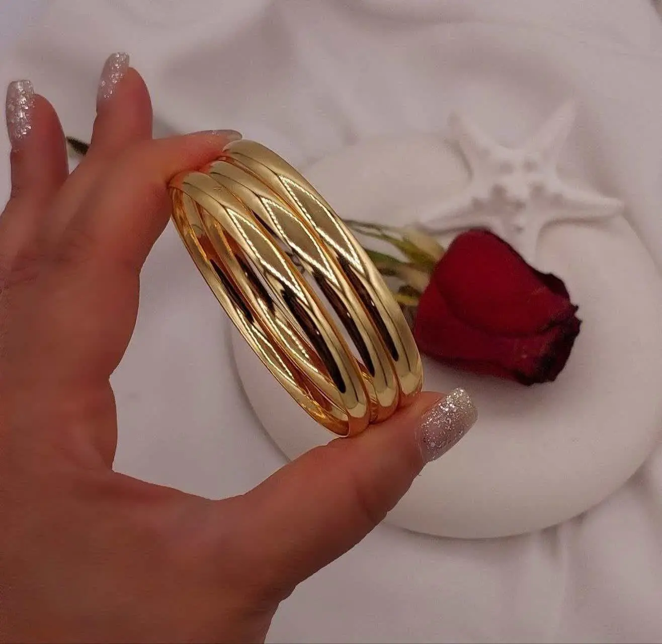 #النگو آینه ایی ۶میل طرح طلا جدید😍
