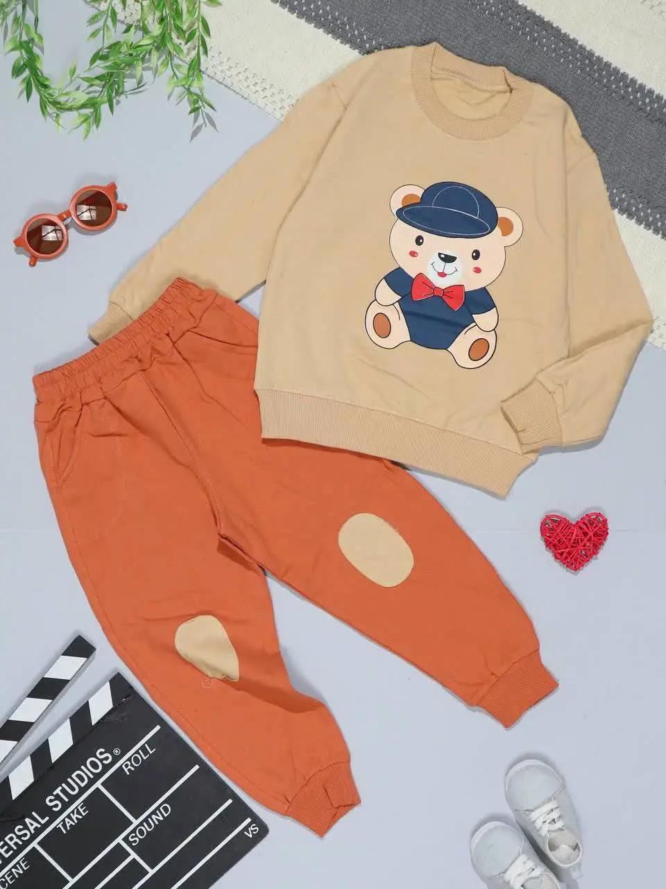 👫بلوز و شلوار کرم آجری خرسی...