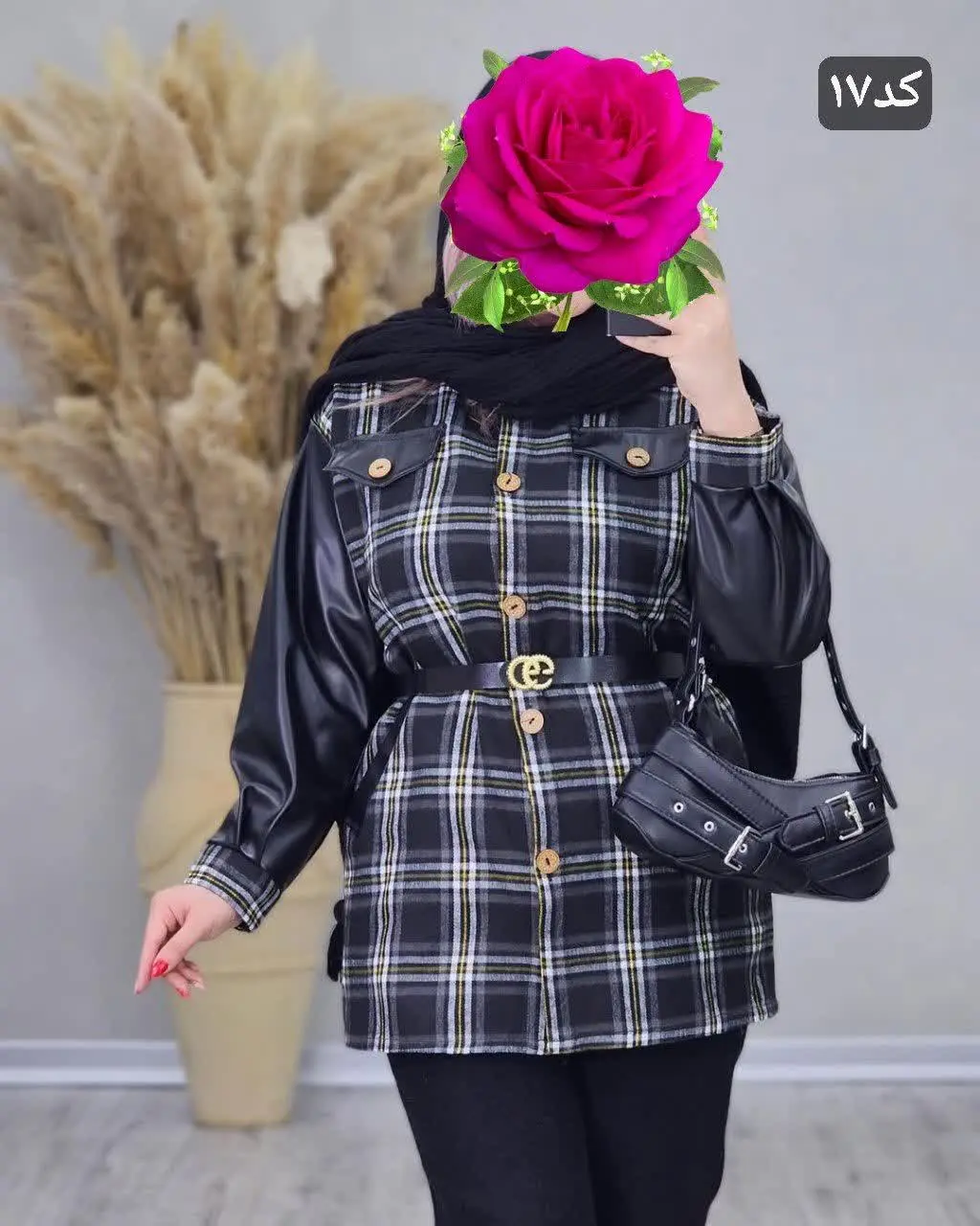 🛍نام: پاییزه آستین چرم مهین+کمربند🍂
