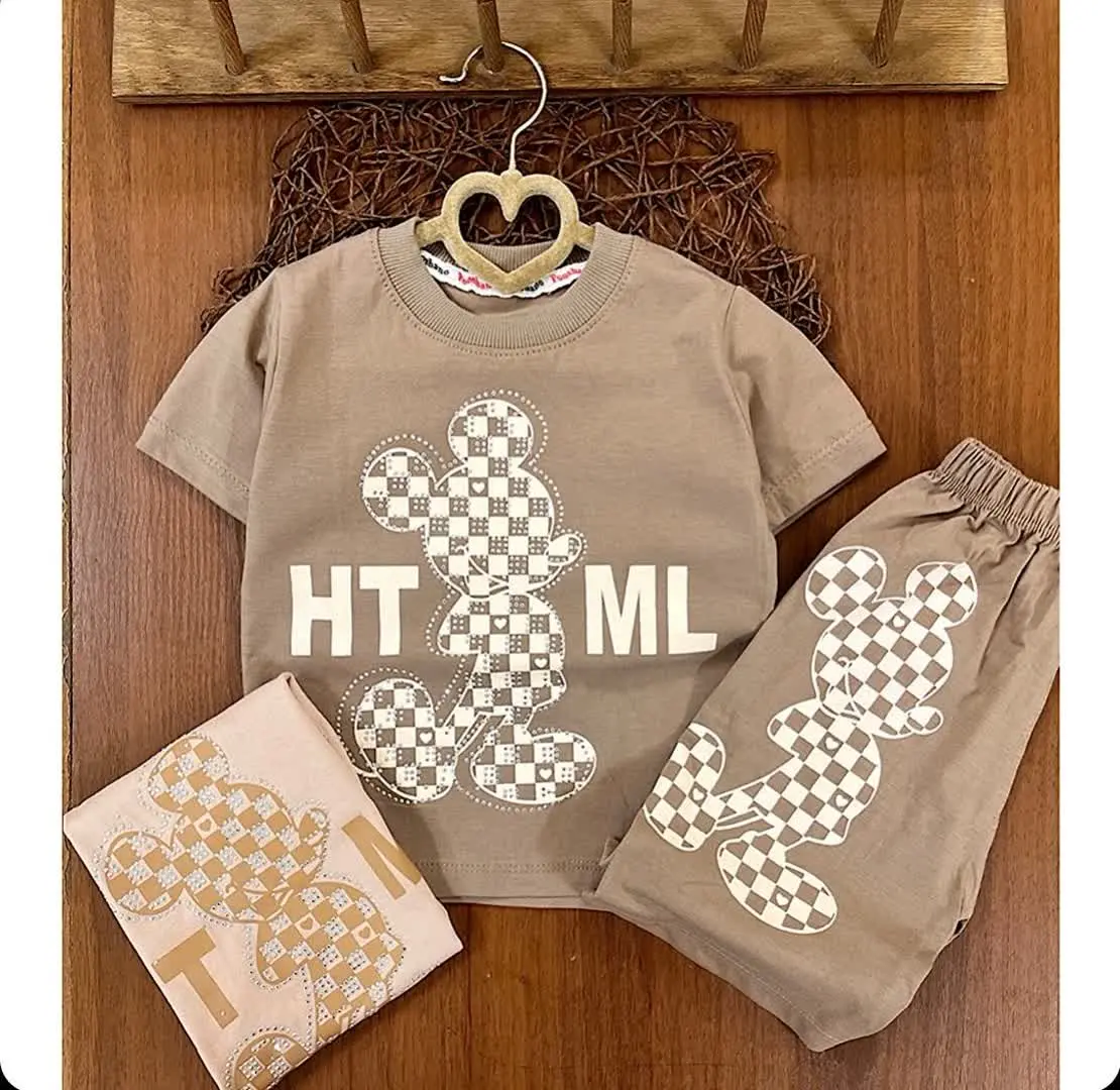 بلوز شلوارک میکی نکین دار
