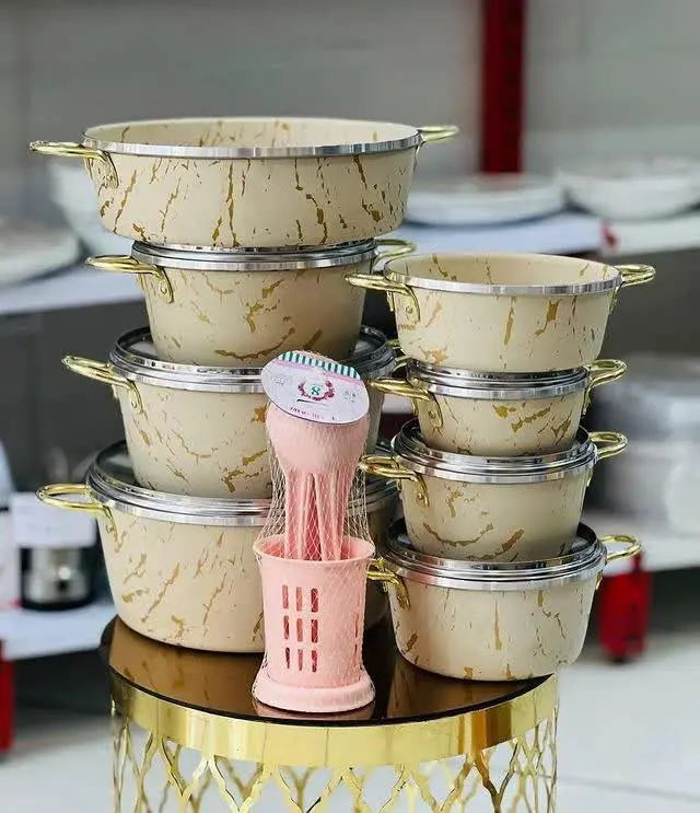 ‌‏🌈سرویس قابلمه ۱۹ ارچه پرتو طرح ماربل 
