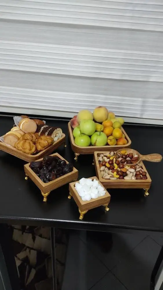 سینی ۵ تیکه پایه دار ضخیم
