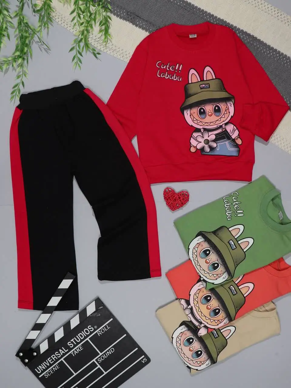 👫بلوز و شلوار دخترانه بگ لب...