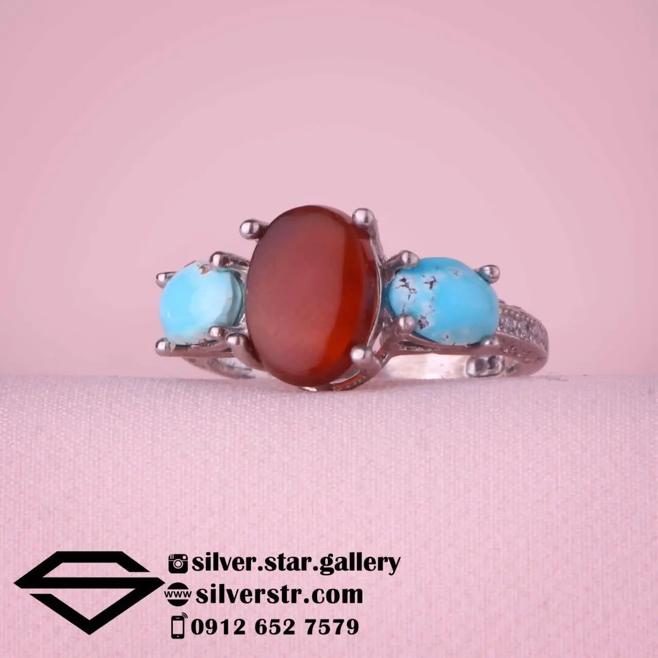 💕 انگشتر زنانه سه نگین کد ۱۲۳۹