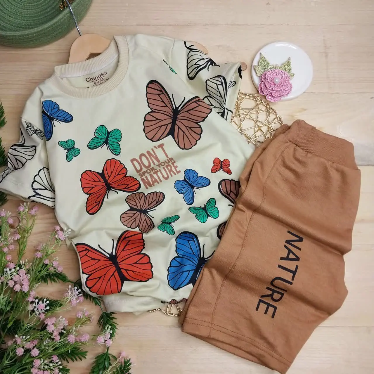 👚نام: ست تیشرت شلوارک پروانه ها🦋شاه
