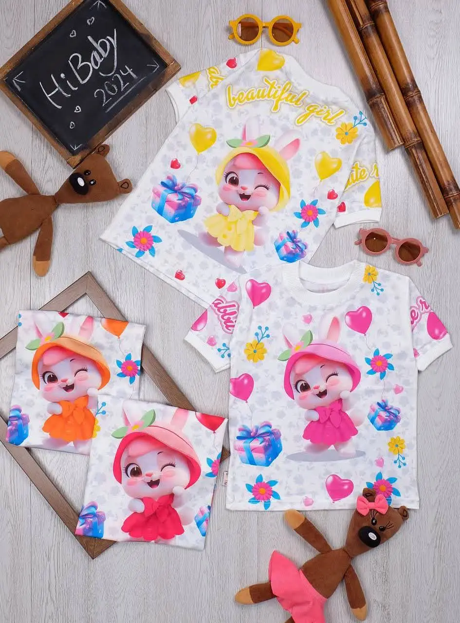 👫تی شرت تک سفید خرگوش بادکنک👫
