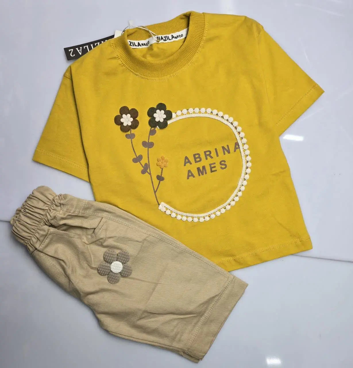 ♨️ست تیشرت شلوارک گل برجسته😍