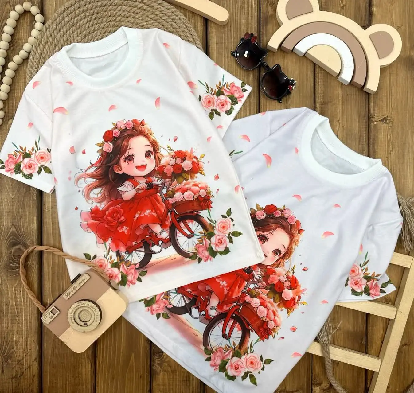 👫تیشرت تک دخترانه پشت و رو چاپ پرنسس✅
