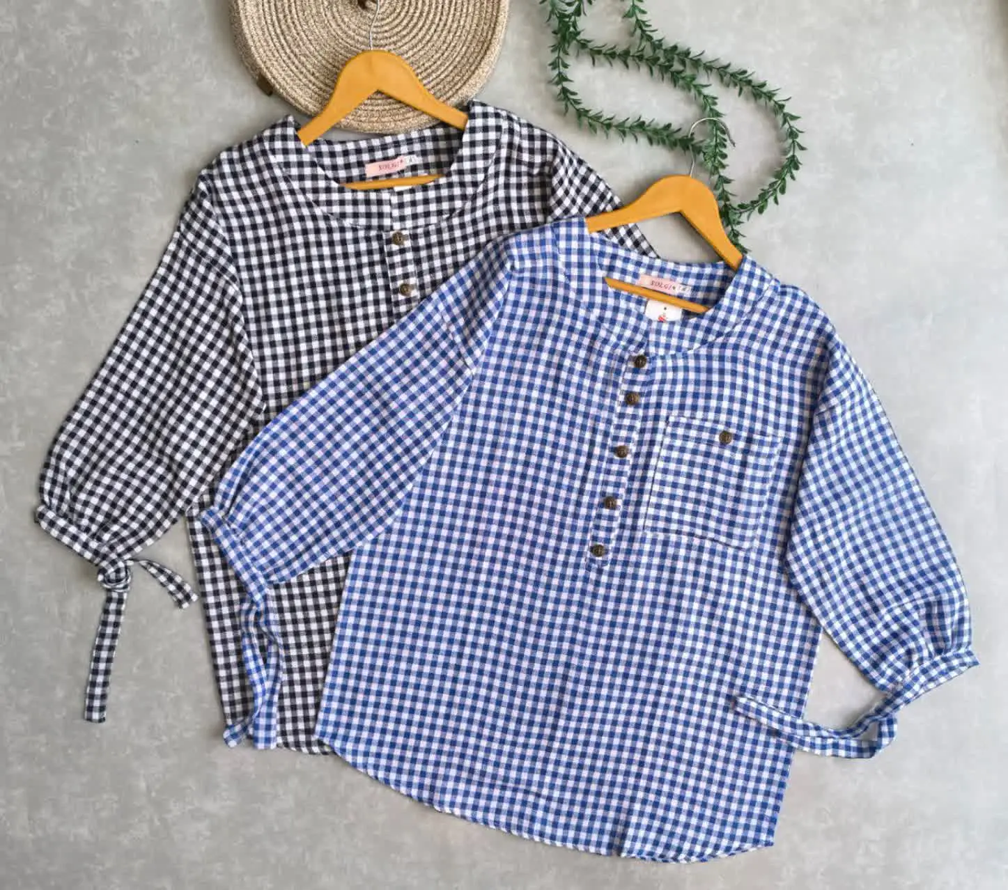 ✅شومیز چهارخونه، جنس کنفی