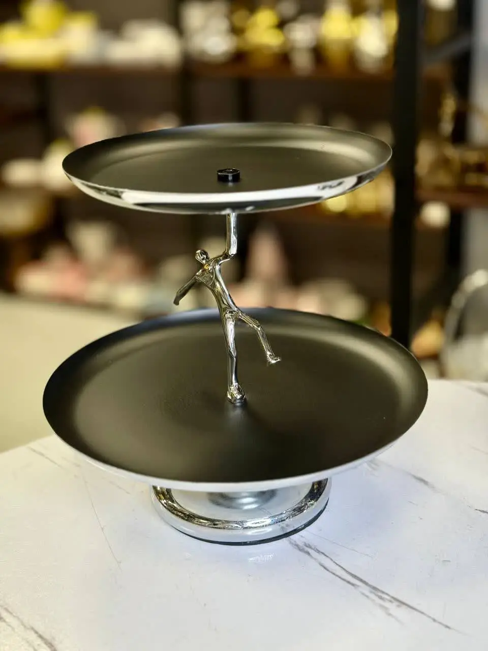 ادمک شیرینی ۲ طبقه نقره 
