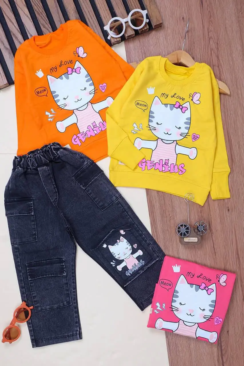 👕نام کالا: #بلوزشلوار لی زغالی دخترانه 
