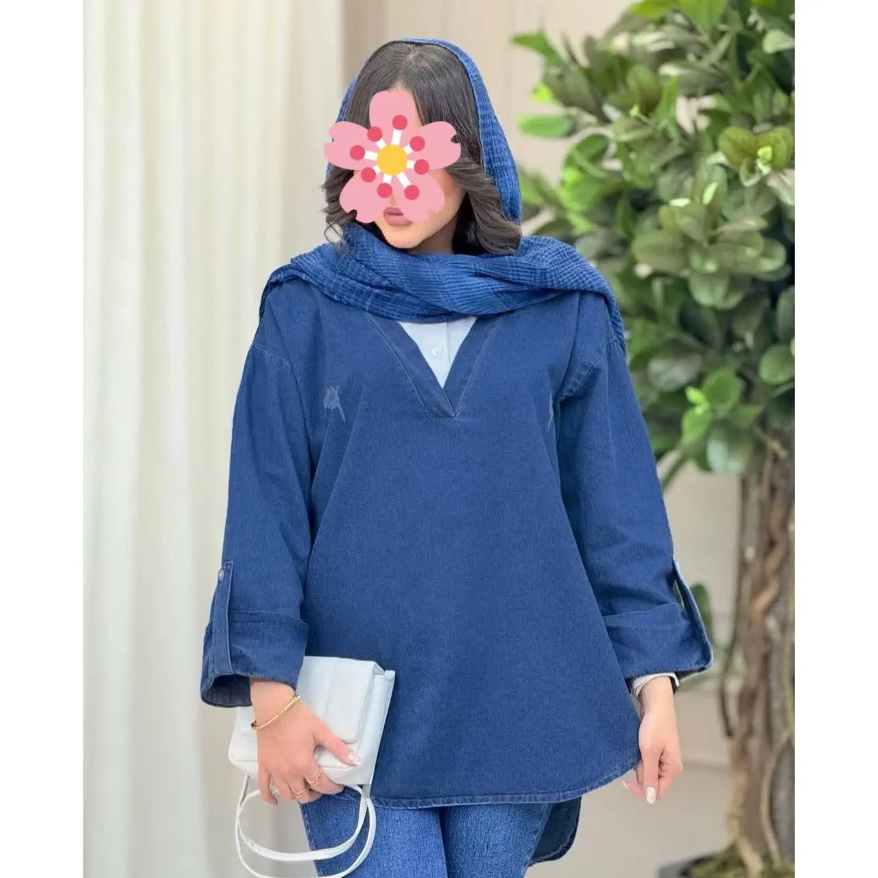 🦋نام محصول: شومیز جین یقه سفید
