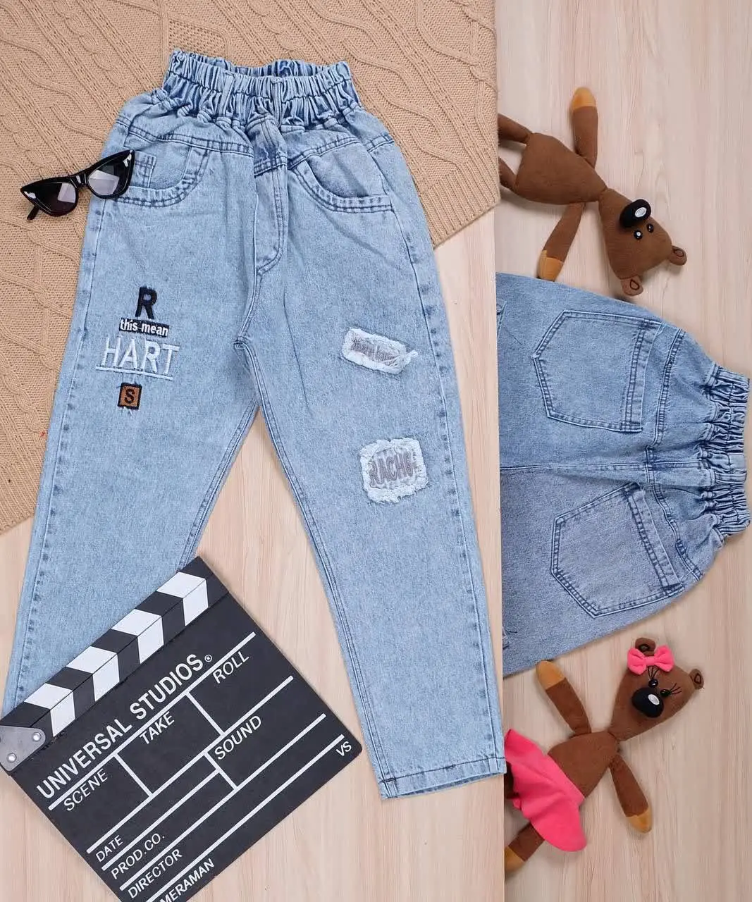 👫شلوار جین آبی پسرانه گلدوزی HART👫
