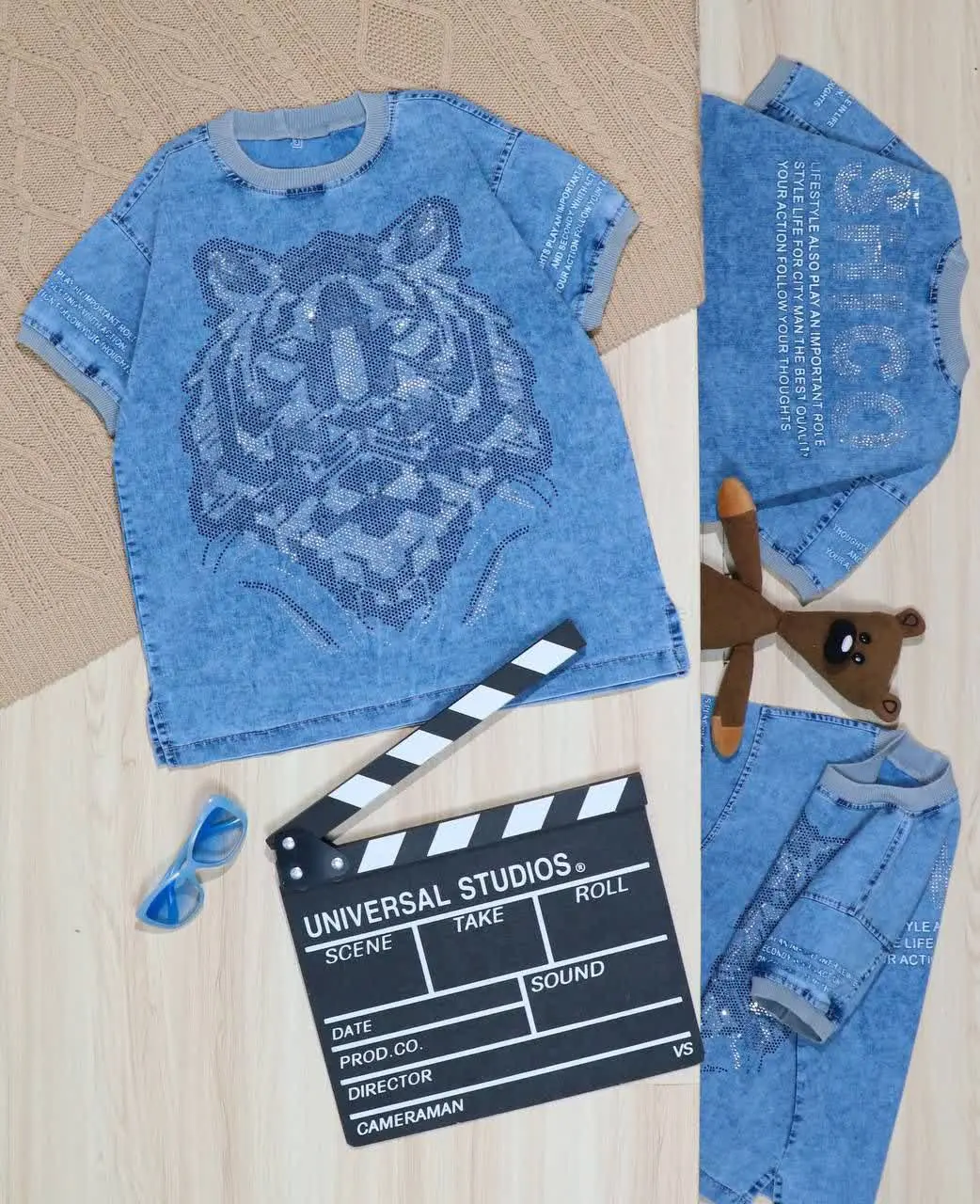 👫تیشرت جین باکسی ببر نگینی👫
