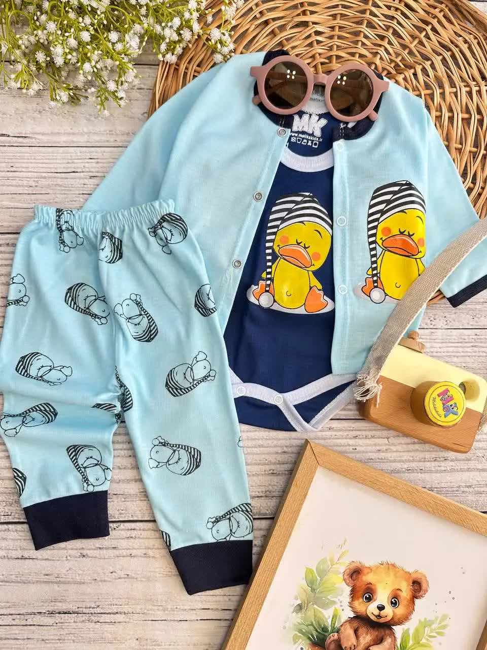 سه تکه جوجه اردک آبی نوزادی و کودک کد ۱۱۷۲۷۴ 
