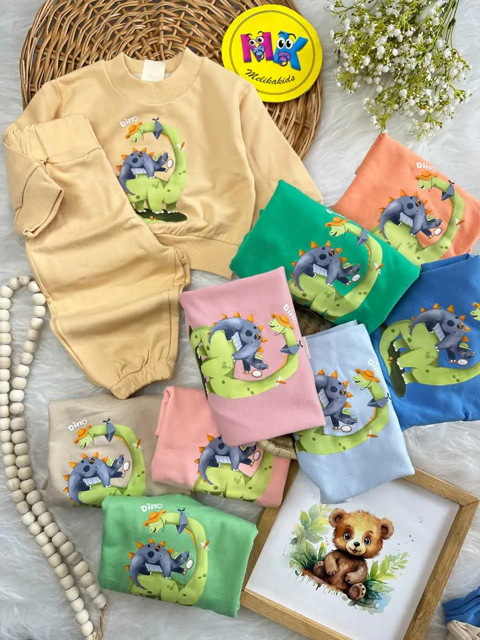 بلوز شلوار طرح دایناسور DIN...