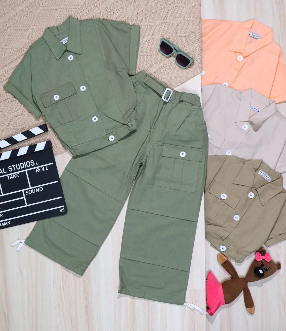 👫شومیز و شلوار جلو باز لینن تک جیب👫
