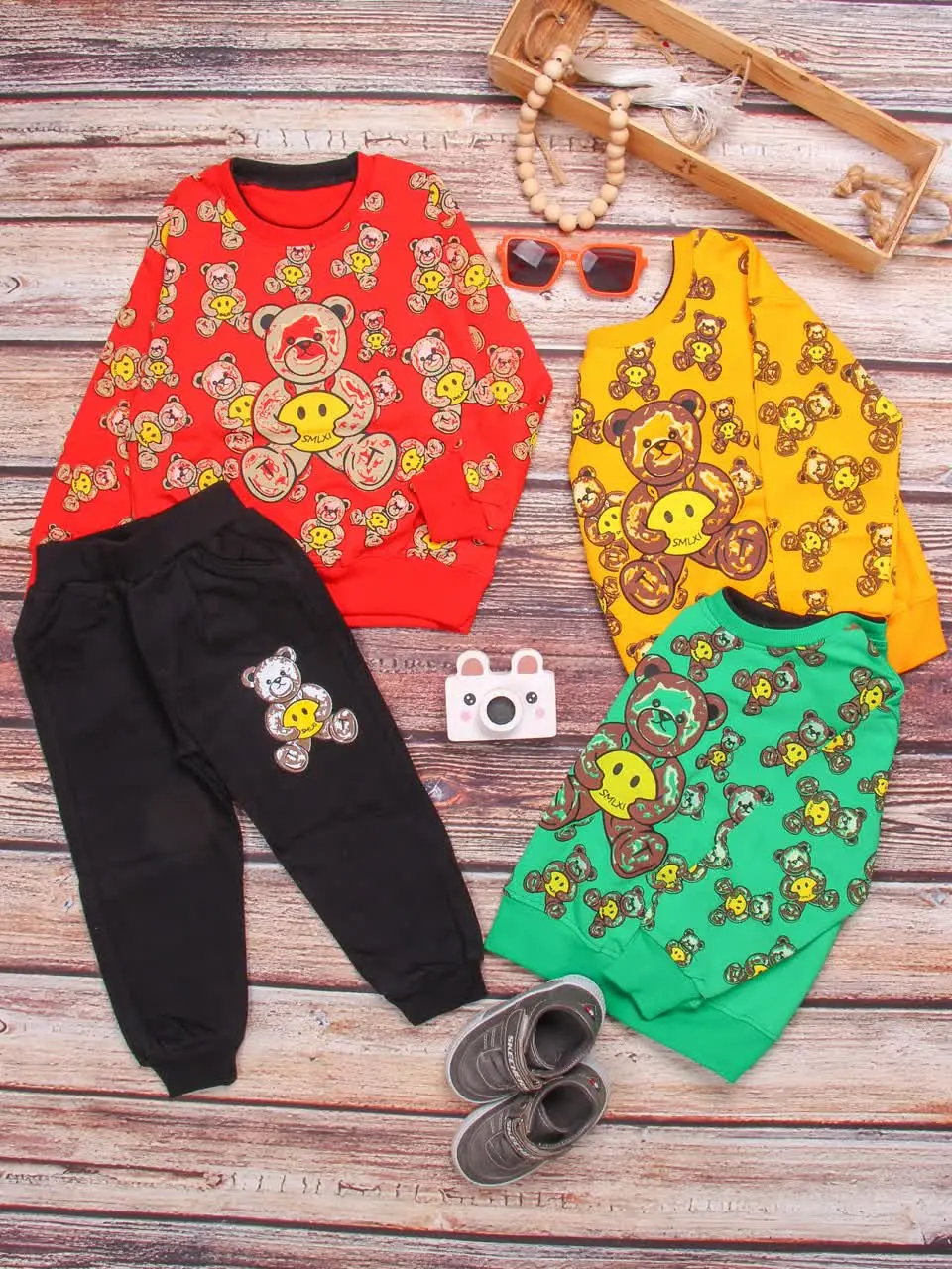 💢بلوز شلوار تمام چاپ خرس💢
