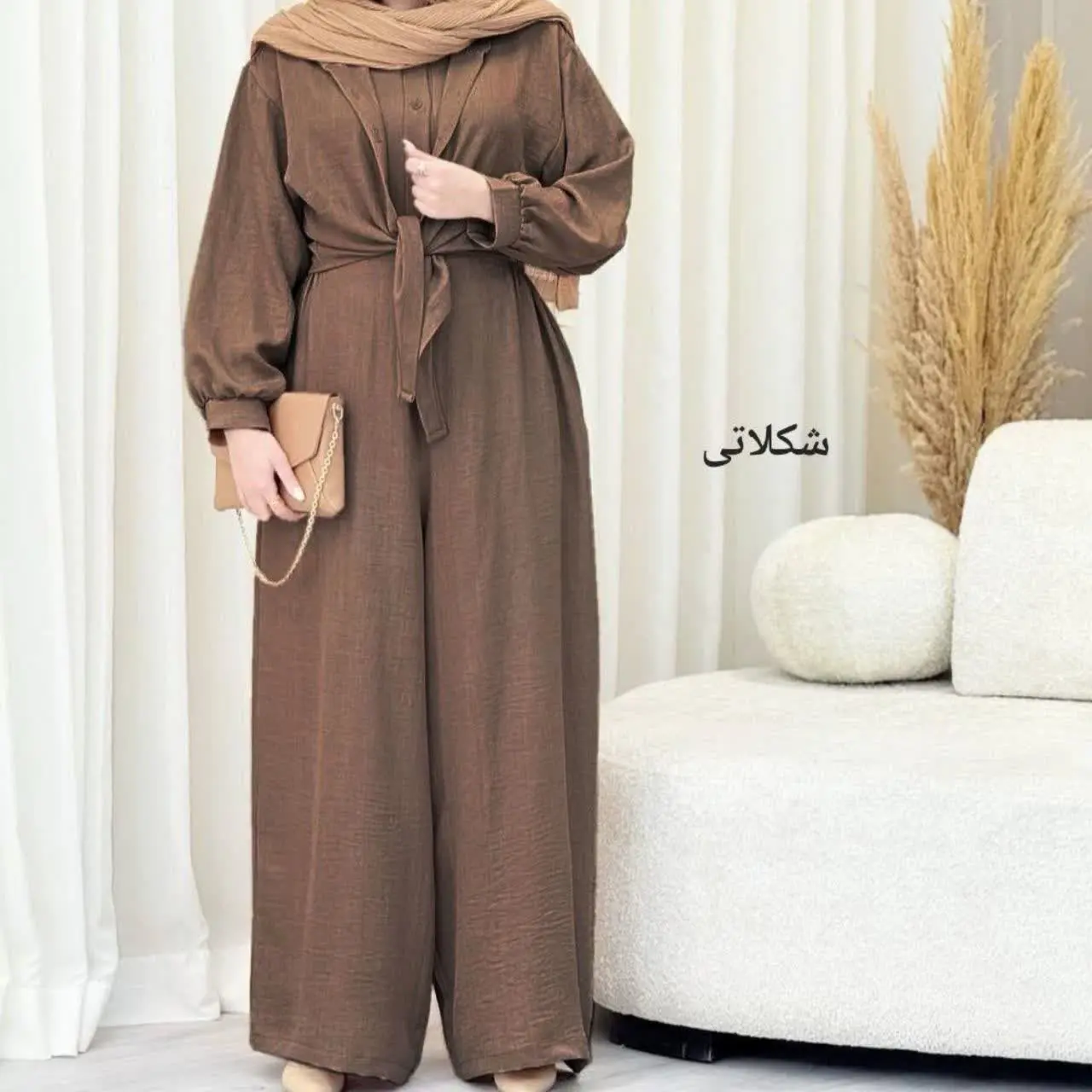 🔹نام: ست اورال و شومیز گره‌ای مدل دیبا 
