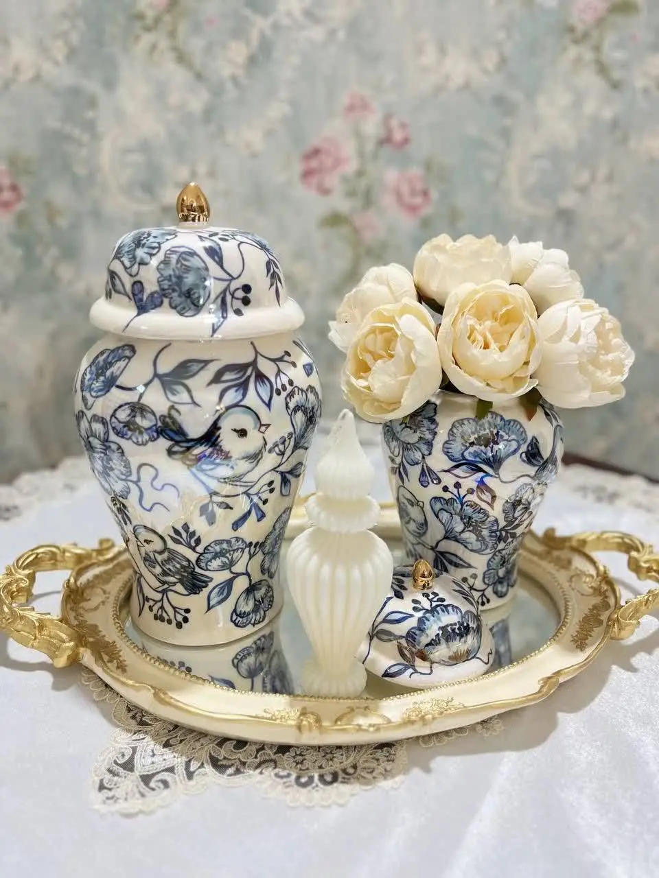 جینجر جار قلم آبی نقاشی دست
